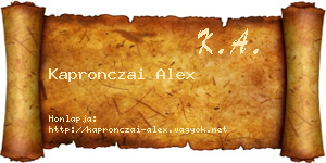Kapronczai Alex névjegykártya